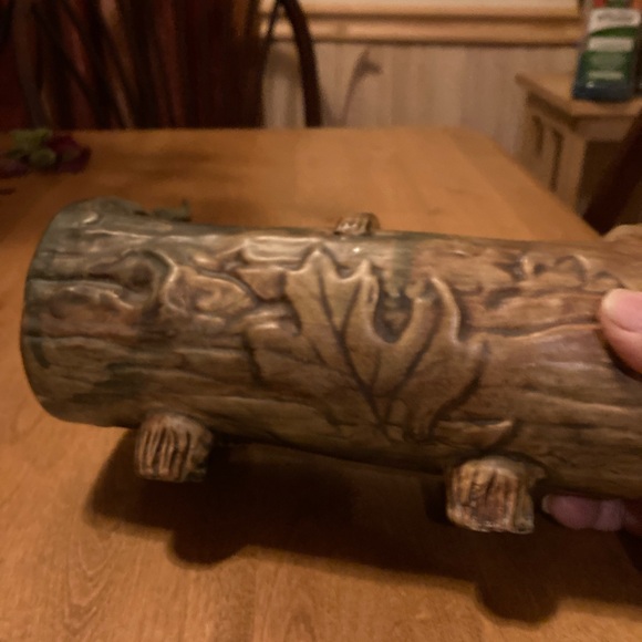 Weller 1920's vintage art pottery rustic Log-Shaped footed Ceramic Planter - Picture 2 of 8